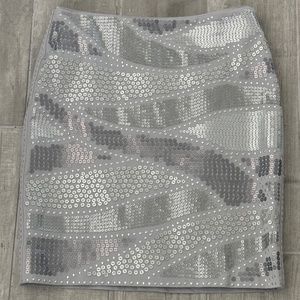 White House Black Market Gray Sequin Skirt Size 0